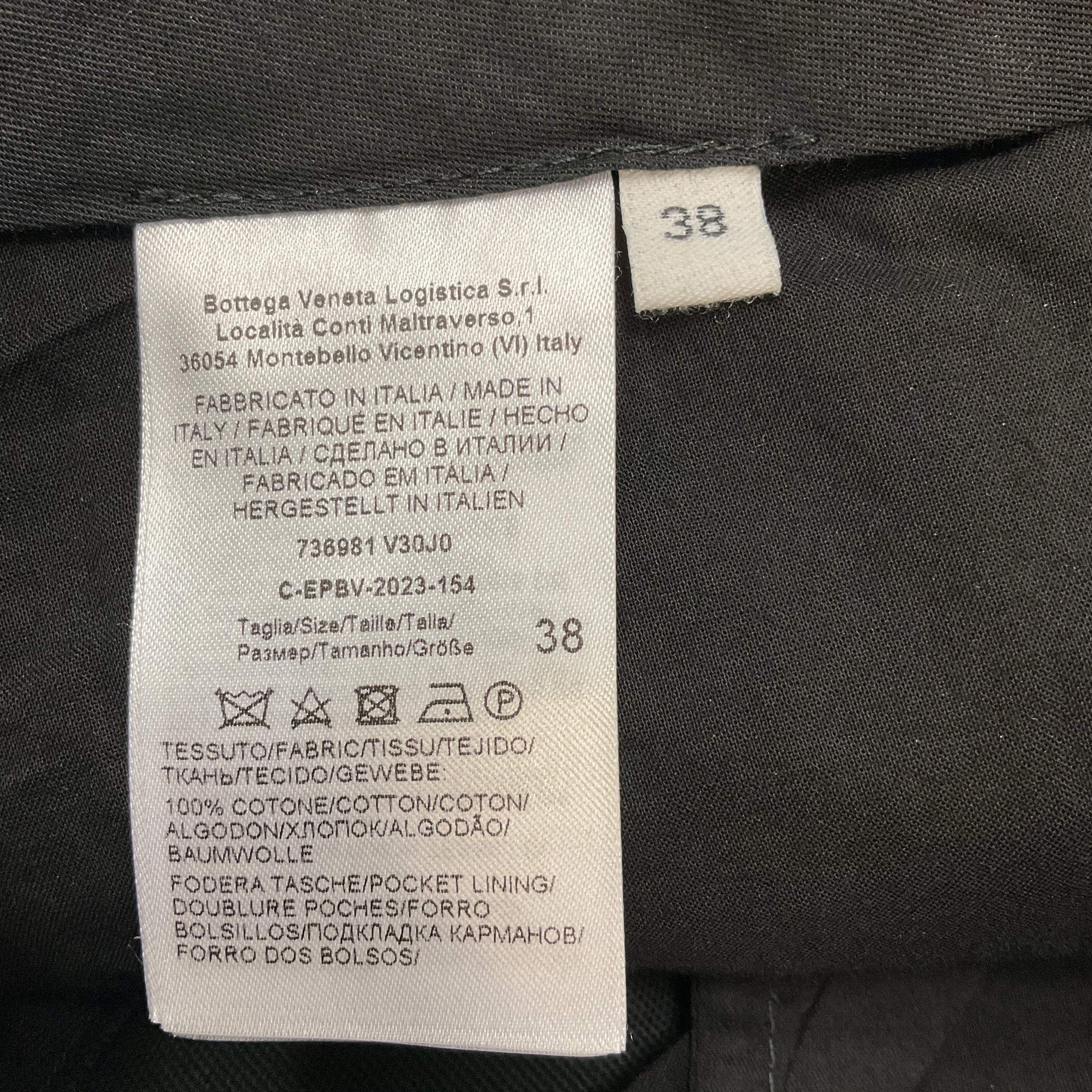 Bottega Veneta Black Sculpted Hem Cotton Pants