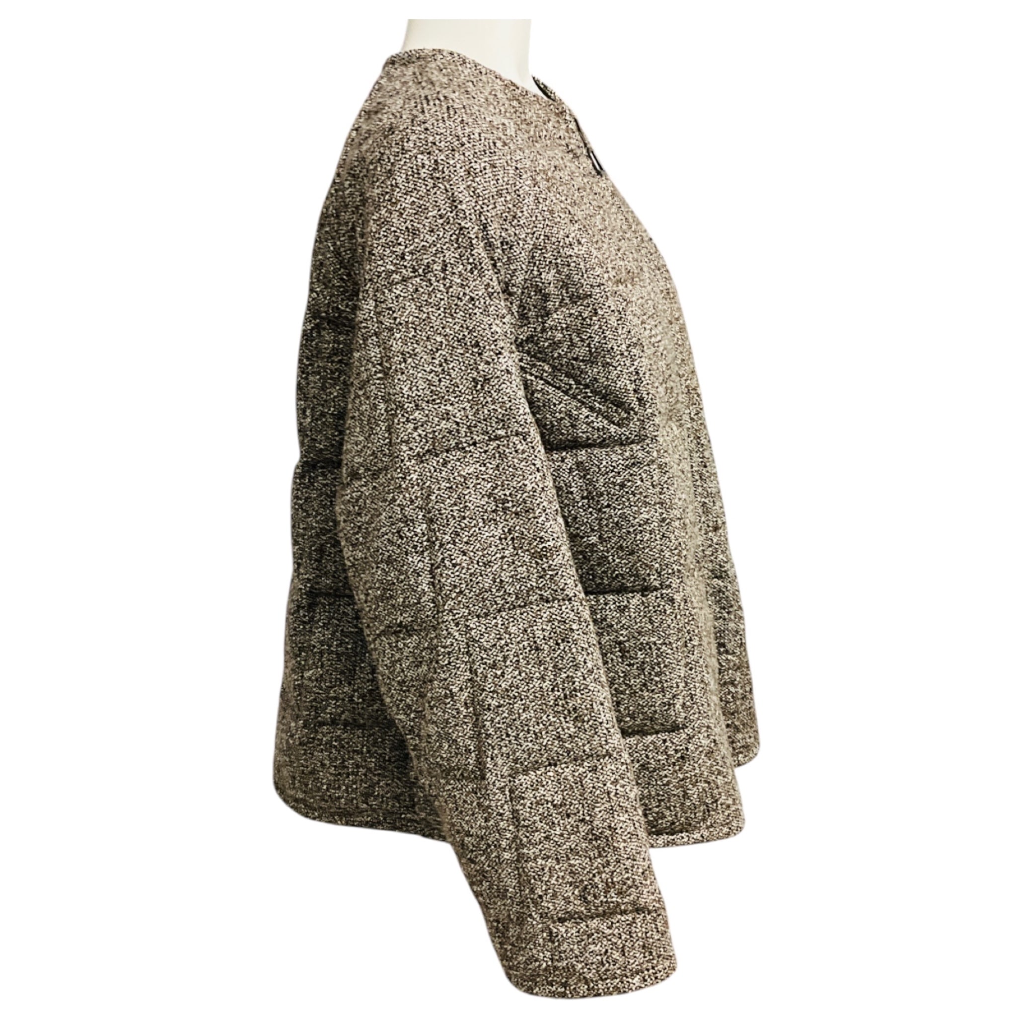Akris Brown Multi Reversible Padded Wool Tweed Jacket