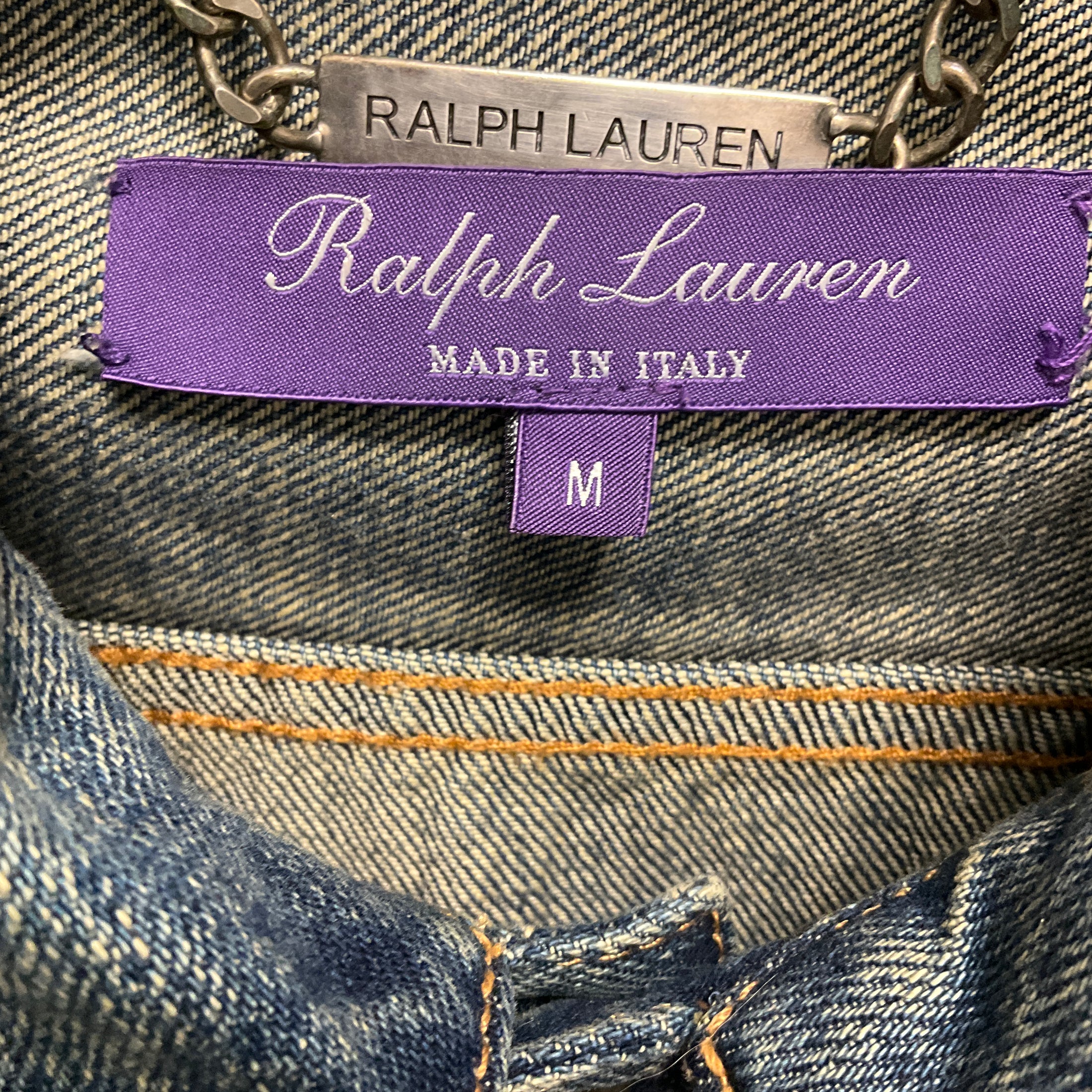 Ralph Lauren Collection Medium Blue Wash Distressed Denim Jacket