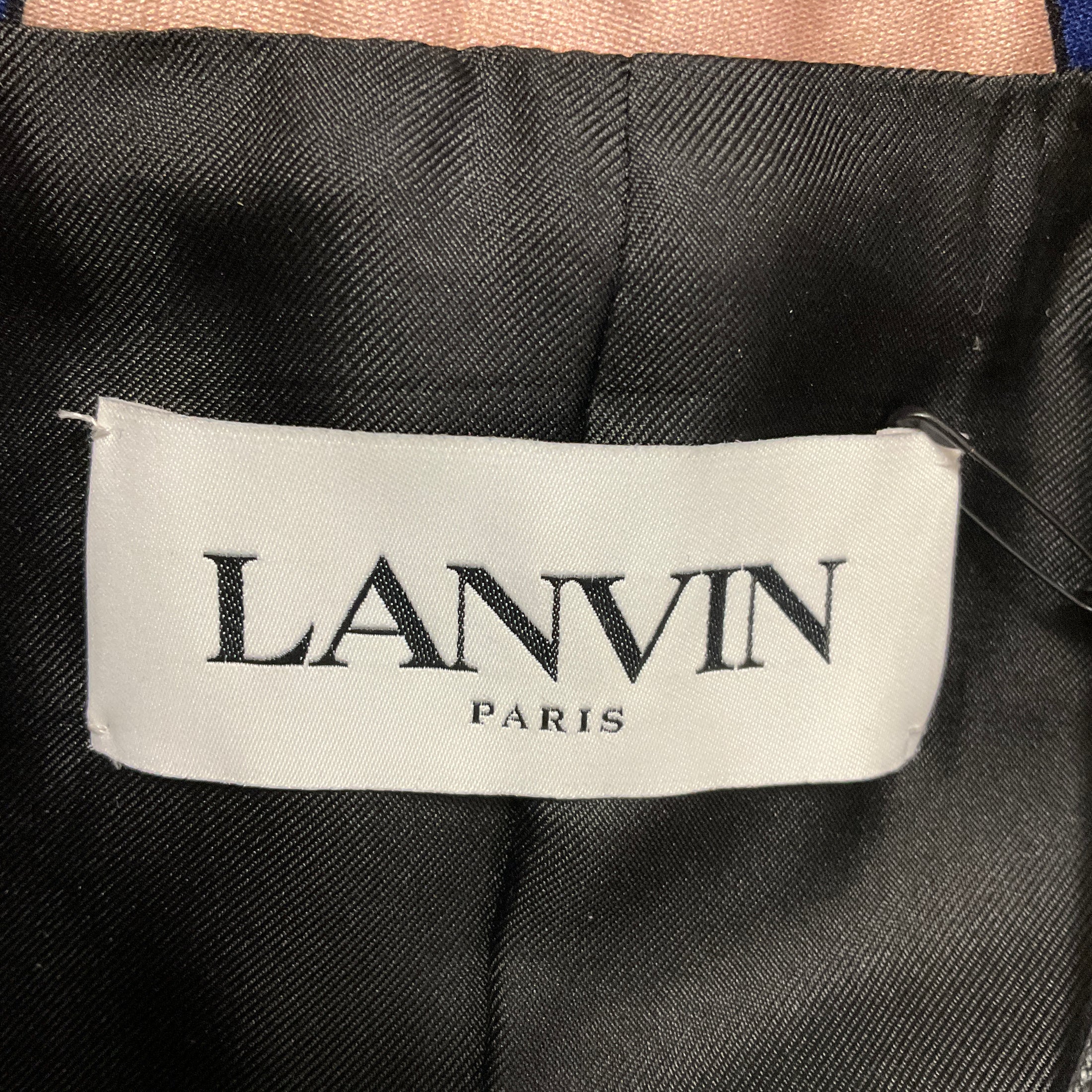 Lanvin Red / Blue Multi Scallop Print Silk Satin Jacket