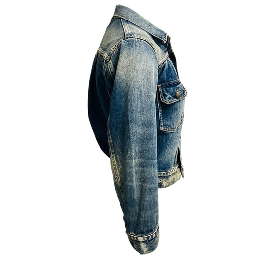 Ralph Lauren Collection Medium Blue Wash Distressed Denim Jacket