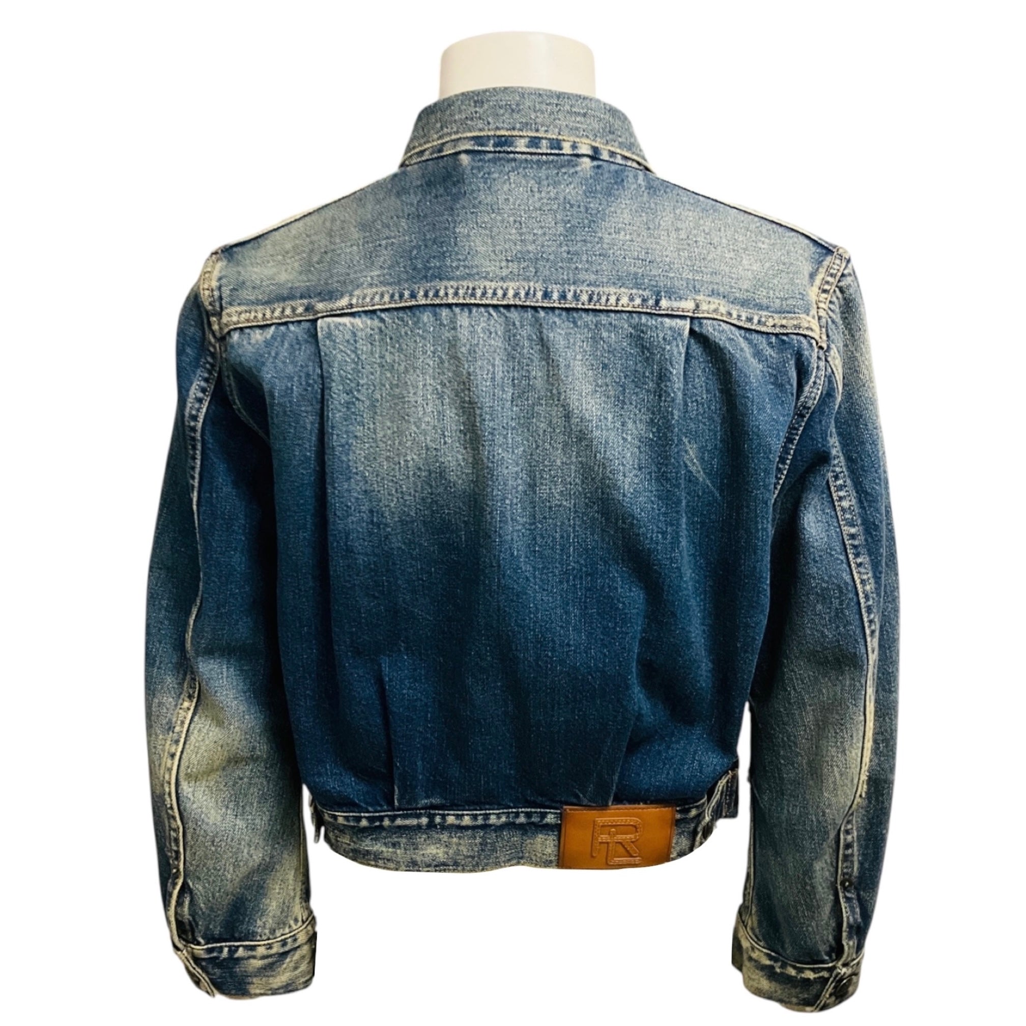 Ralph Lauren Collection Medium Blue Wash Distressed Denim Jacket