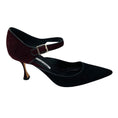 Load image into Gallery viewer, Manolo Blahnik Burgundy / Black Suede Ankle Strap Pumps
