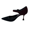 Load image into Gallery viewer, Manolo Blahnik Burgundy / Black Suede Ankle Strap Pumps
