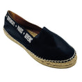 Load image into Gallery viewer, Givenchy Black Logo Print Lambskin Leather Capri Espadrille Flats
