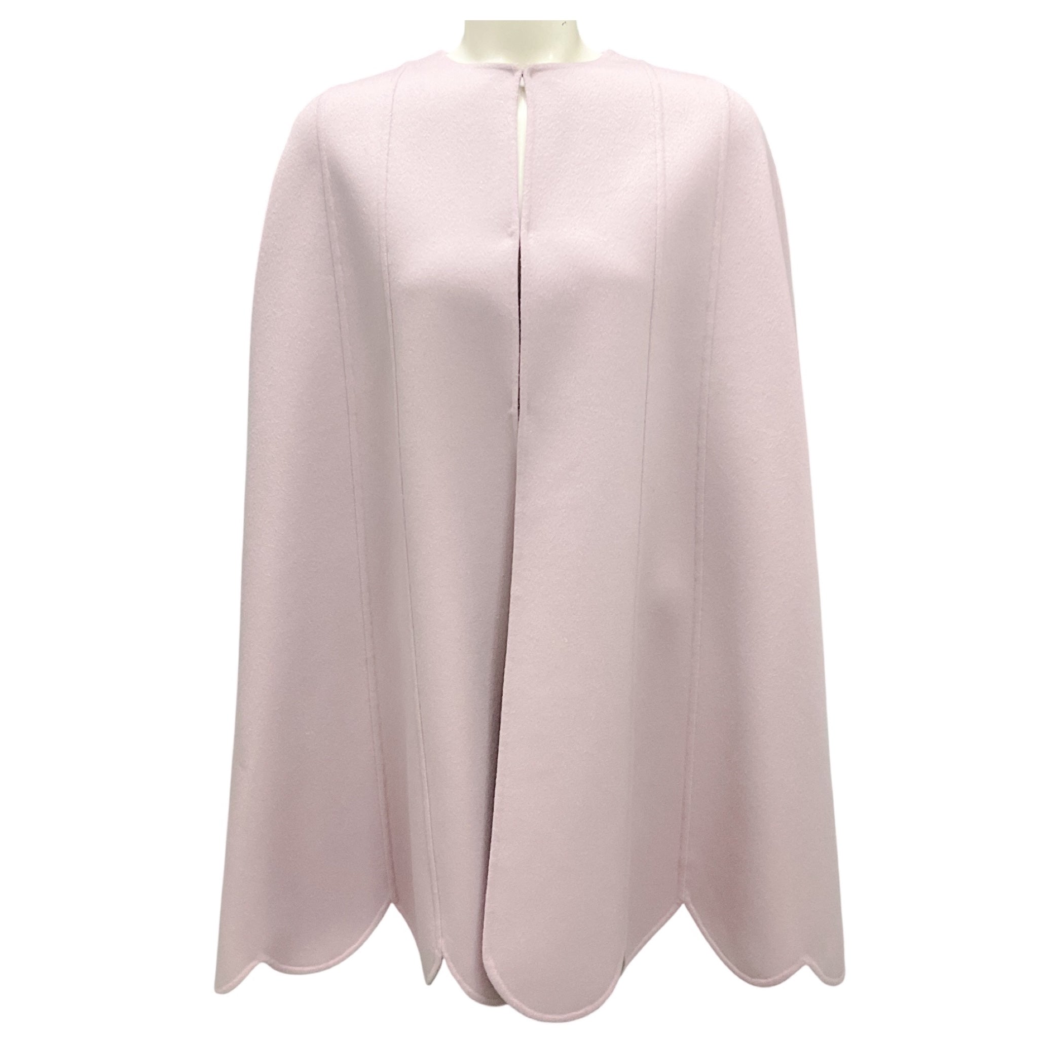 Valentino Lilac Scalloped Hem Wool and Cashmere Cape