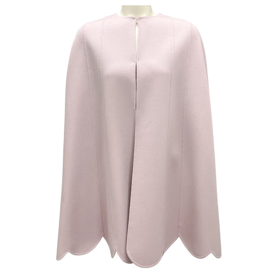 Valentino Lilac Scalloped Hem Wool and Cashmere Cape