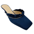 Load image into Gallery viewer, Wandler Navy Blue Crystal Embellished Satin Mules
