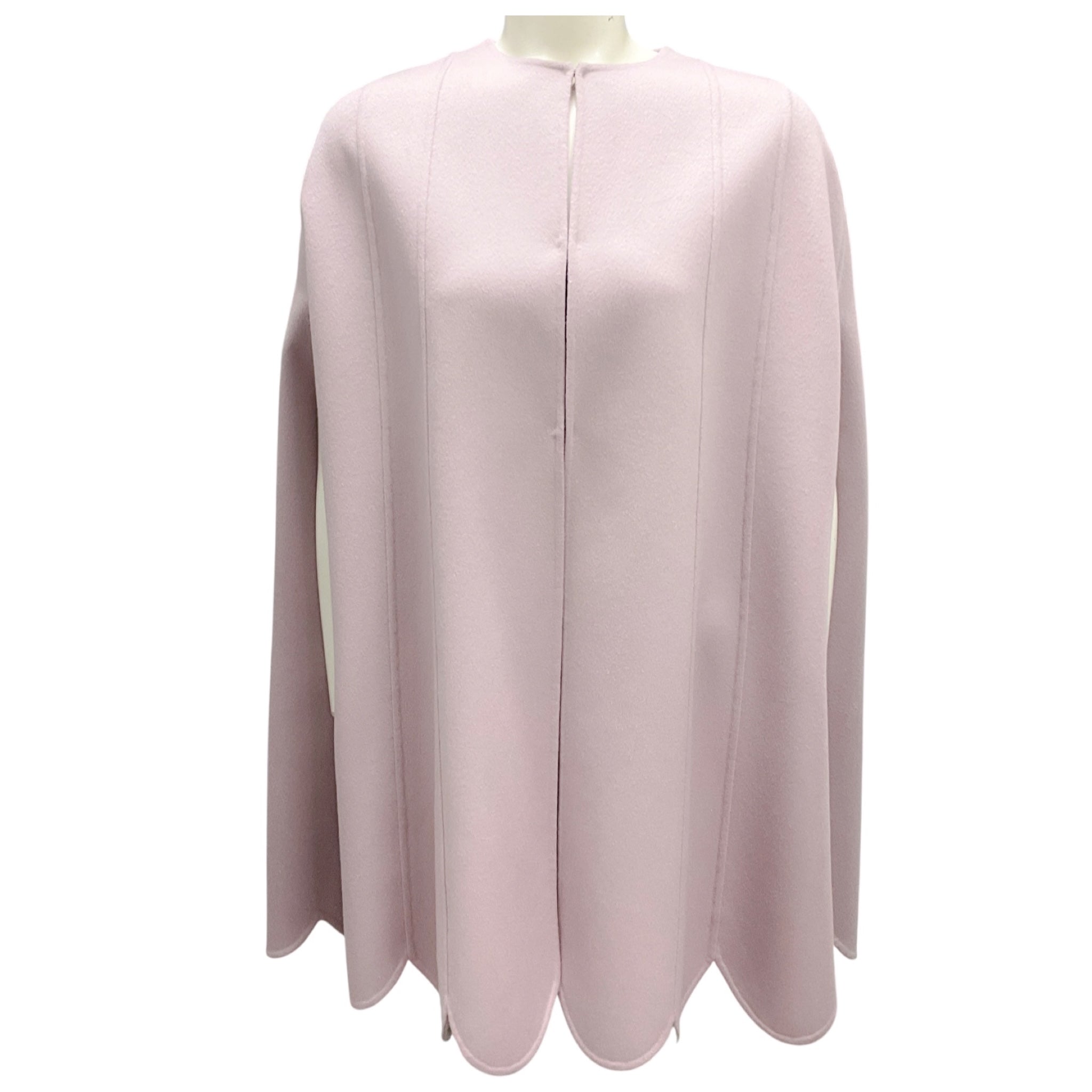 Valentino Lilac Scalloped Hem Wool and Cashmere Cape