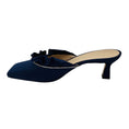 Load image into Gallery viewer, Wandler Navy Blue Crystal Embellished Satin Mules
