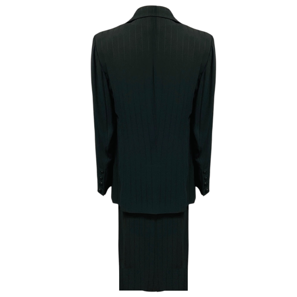 Sonia Rykiel Black Pinstriped Crepe Jacket and Skirt Suit Set