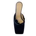 Load image into Gallery viewer, Wandler Navy Blue Crystal Embellished Satin Mules
