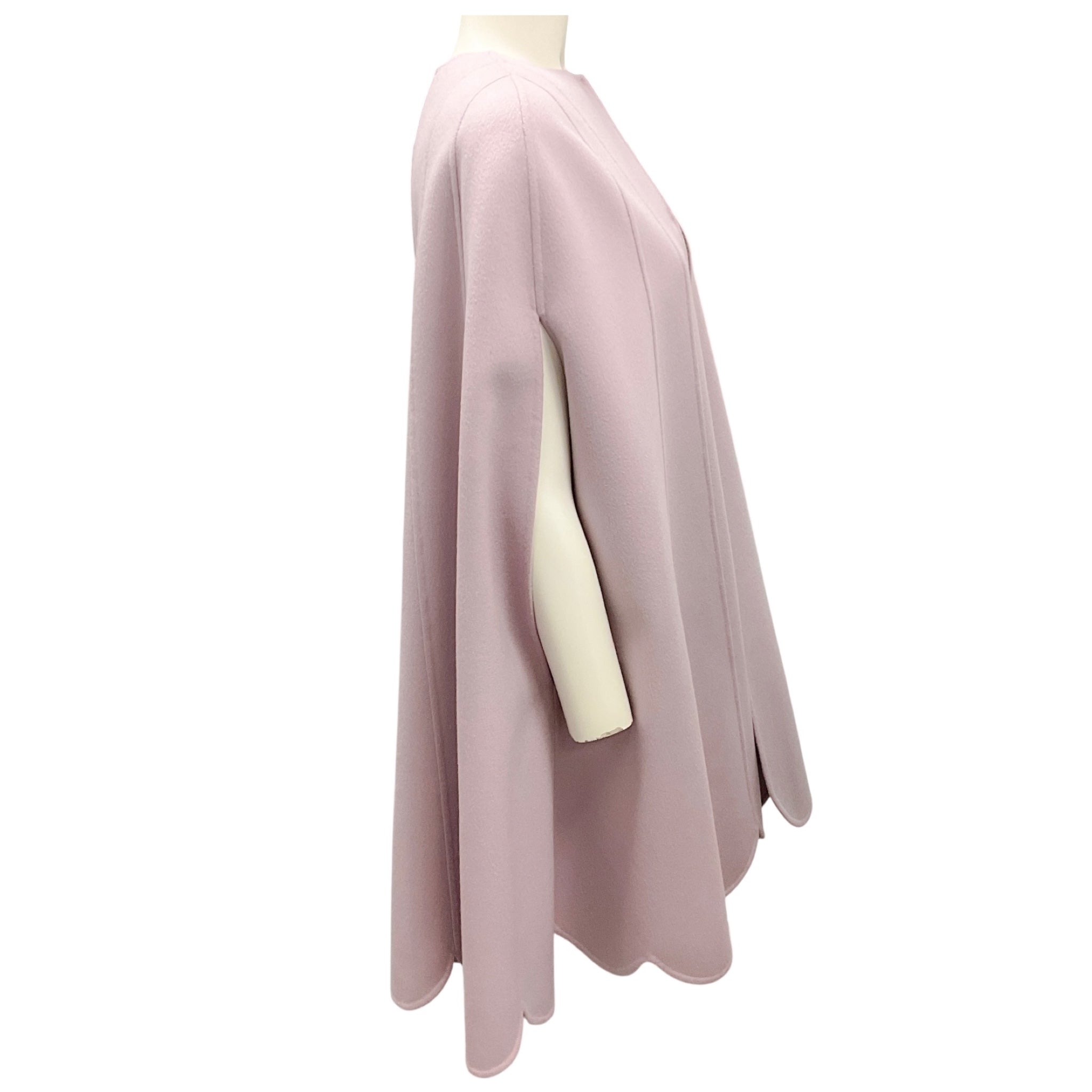 Valentino Lilac Scalloped Hem Wool and Cashmere Cape