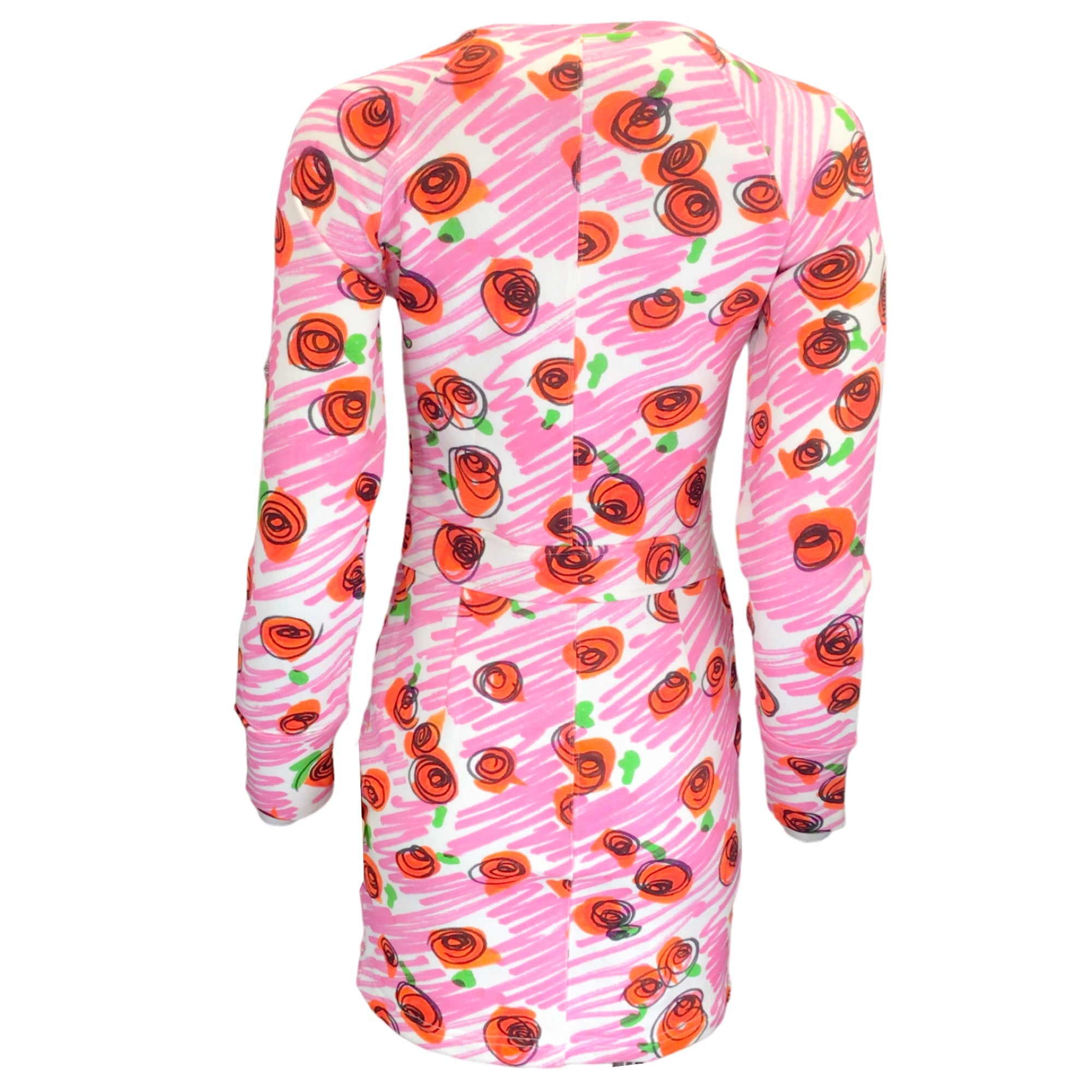 Moschino Couture Pink Multi Floral Printed Cotton Sweatshirt Dress