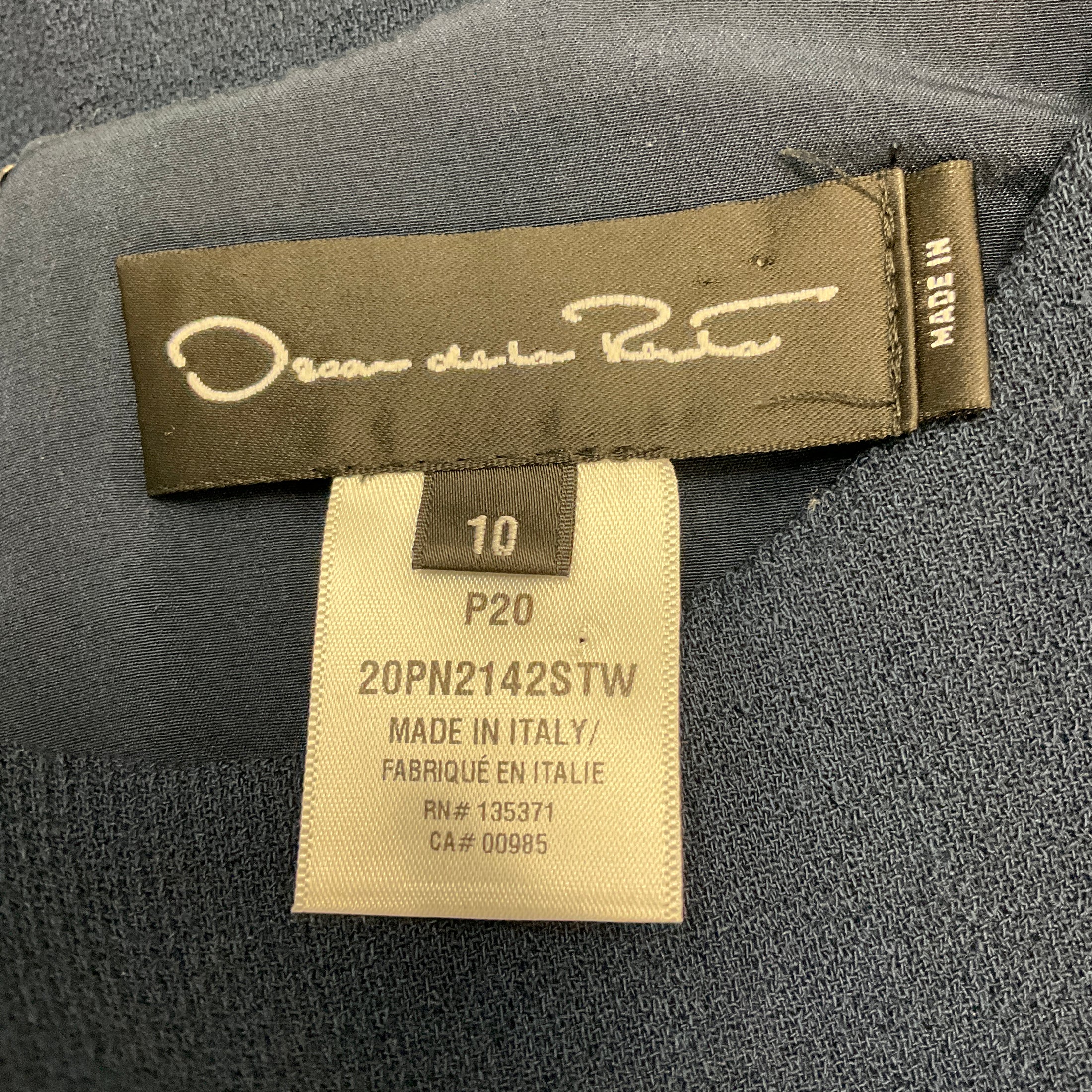 Oscar de la Renta Navy / Black 2020 Layered Two Tone Wool Crepe Dress