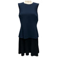 Load image into Gallery viewer, Oscar de la Renta Navy / Black 2020 Layered Two Tone Wool Crepe Dress
