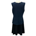 Load image into Gallery viewer, Oscar de la Renta Navy / Black 2020 Layered Two Tone Wool Crepe Dress
