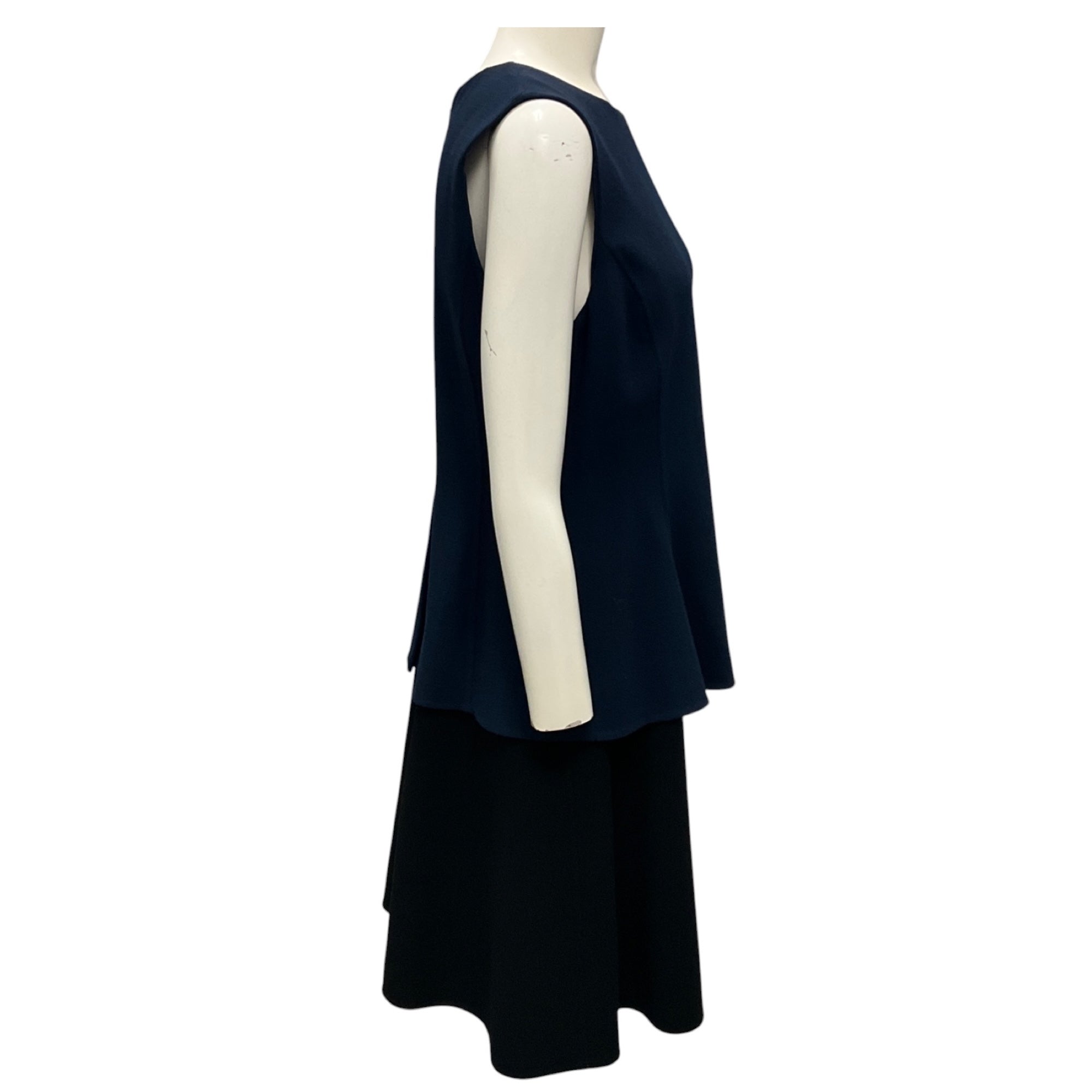Oscar de la Renta Navy / Black 2020 Layered Two Tone Wool Crepe Dress