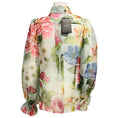 Load image into Gallery viewer, Dolce & Gabbana Light Blue Multi Fiori Ombre Print Elastic Sleeve Silk Organza Blouse

