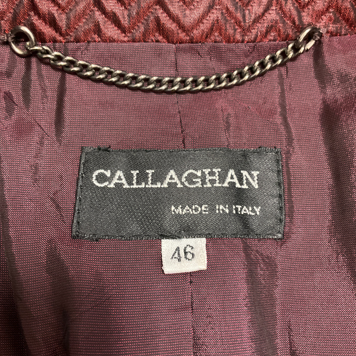 Callaghan Vintage Maroon Red Metallic Chevron Jacquard Blazer Jacket