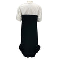 Load image into Gallery viewer, Mantu Black / White Fringed Wool Knit Hem Short Sleeved Midi Dress
