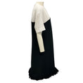 Load image into Gallery viewer, Mantu Black / White Fringed Wool Knit Hem Short Sleeved Midi Dress
