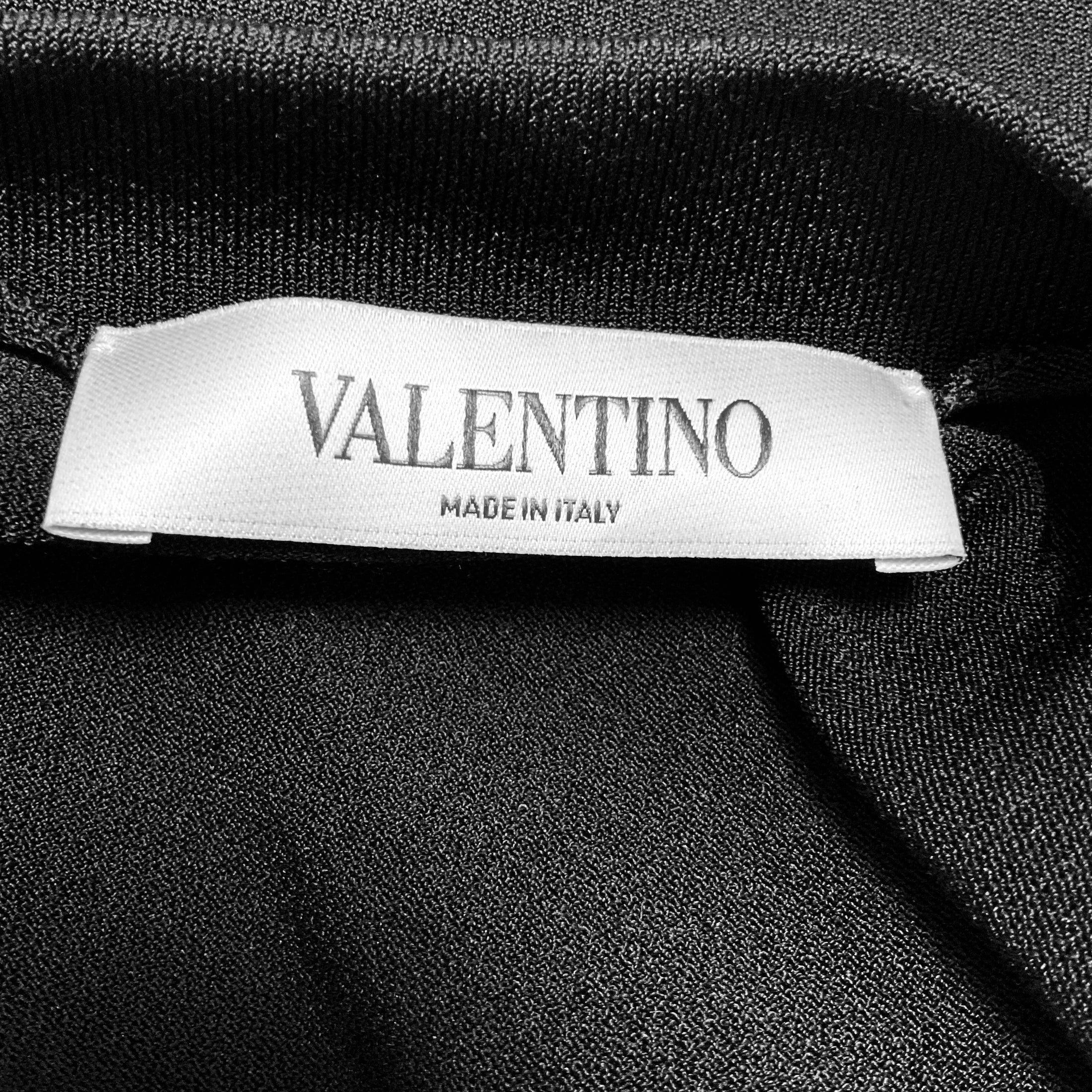 Valentino Black Viscose Knit Sweater with Sheer Silk Chiffon Sleeves