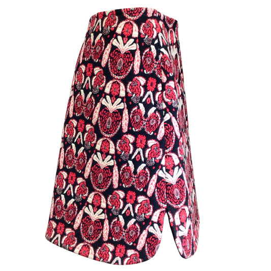 Alaia Black / Ivory / Red Wool Knit Skirt