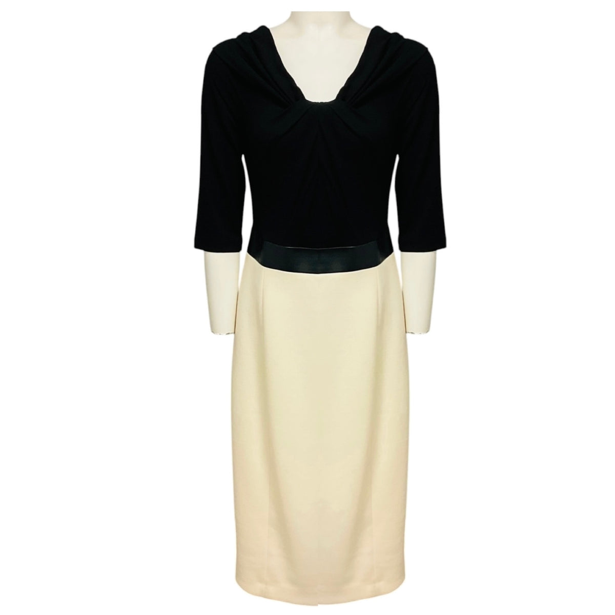Michael Kors Collection Black / Cream Contrast Stretch Boucle Crepe Dress