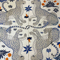 Load image into Gallery viewer, Hermes Natural / Blue / Orange Les Leopards Large Cashmere and Silk Scarf
