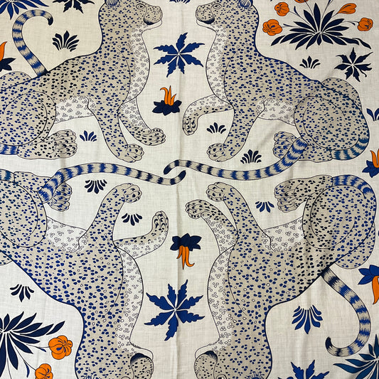 Hermes Natural / Blue / Orange Les Leopards Large Cashmere and Silk Scarf