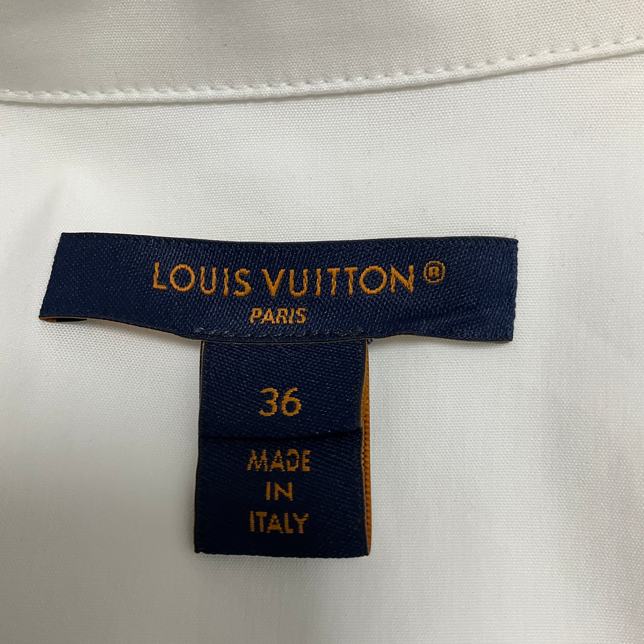 Louis Vuitton White / Gold Monogram Detail Button Front Cotton Blouse