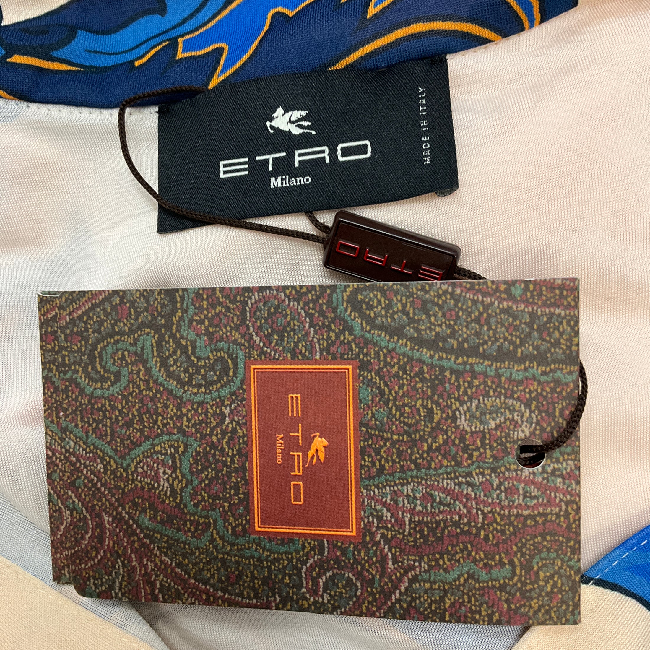 Etro Cream / Blue / Orange Multi Paisley Printed Jersey Maxi Dress