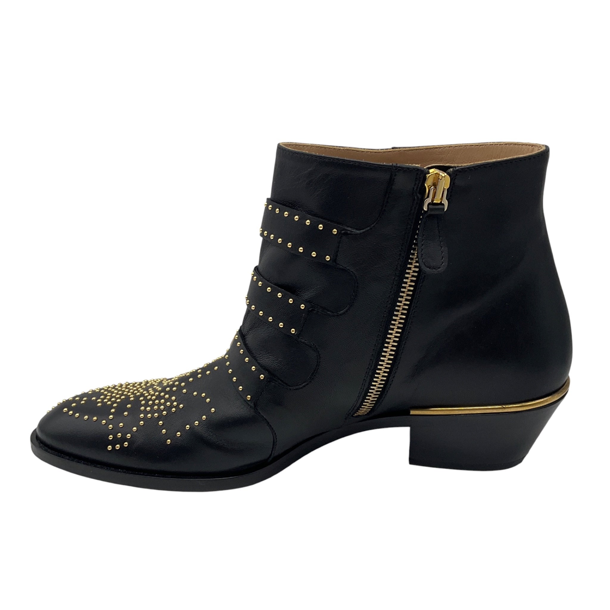 Chloe Black Susanna Studded Leather Ankle Boots