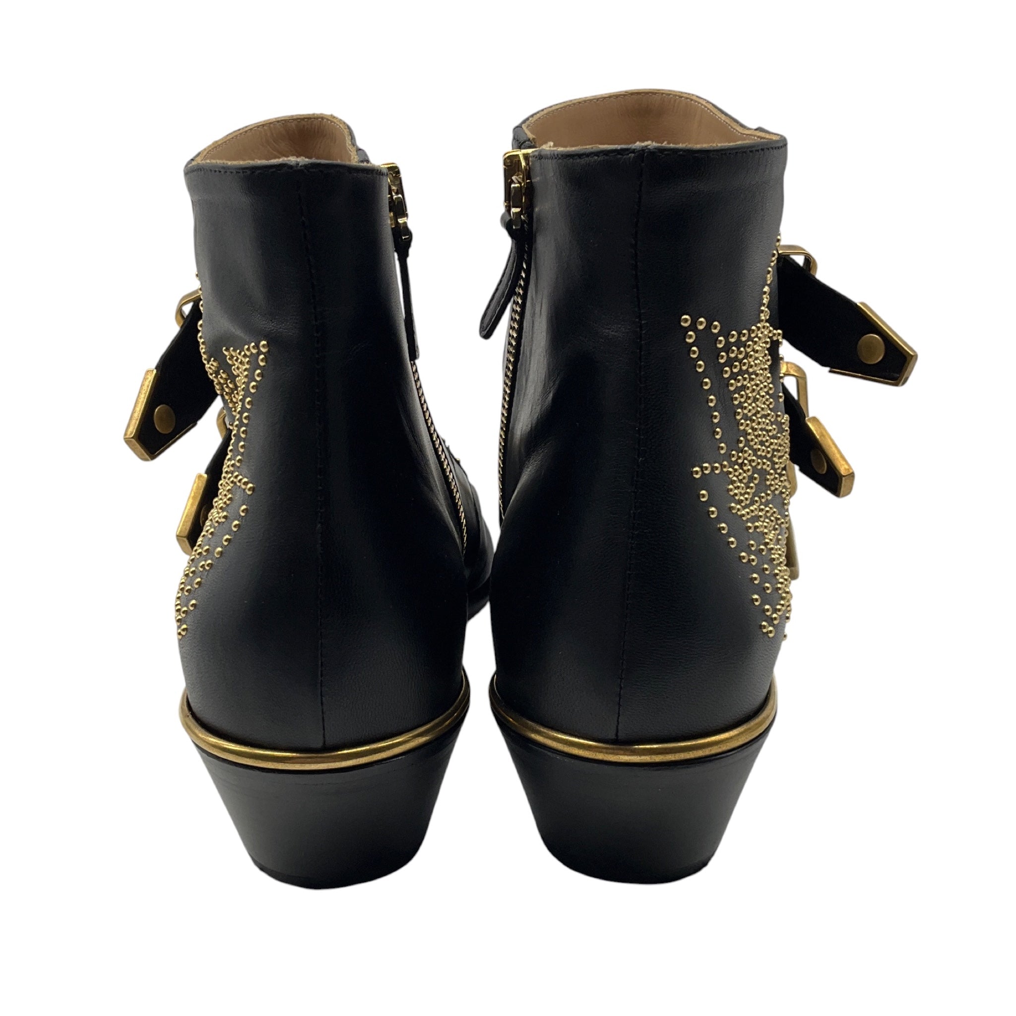 Chloe Black Susanna Studded Leather Ankle Boots