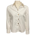 Load image into Gallery viewer, Louis Vuitton White / Gold Monogram Detail Button Front Cotton Blouse
