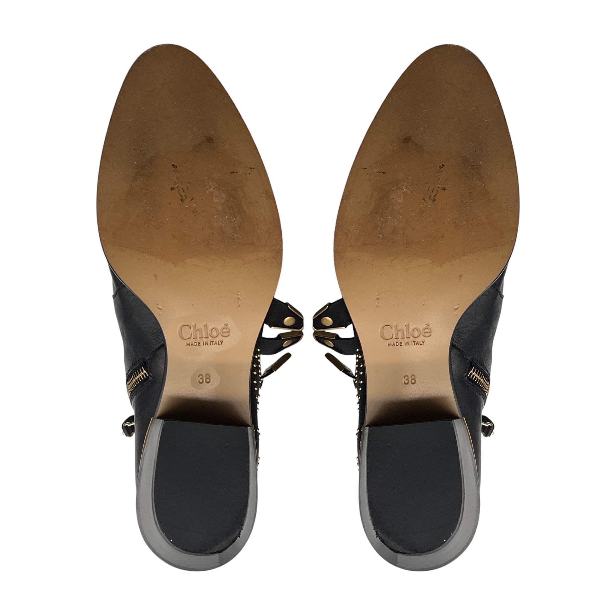 Chloe Black Susanna Studded Leather Ankle Boots