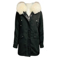 Load image into Gallery viewer, Nicole Benisti Black Hooded Puffer Coat with Fur Trim and Leather Trim
