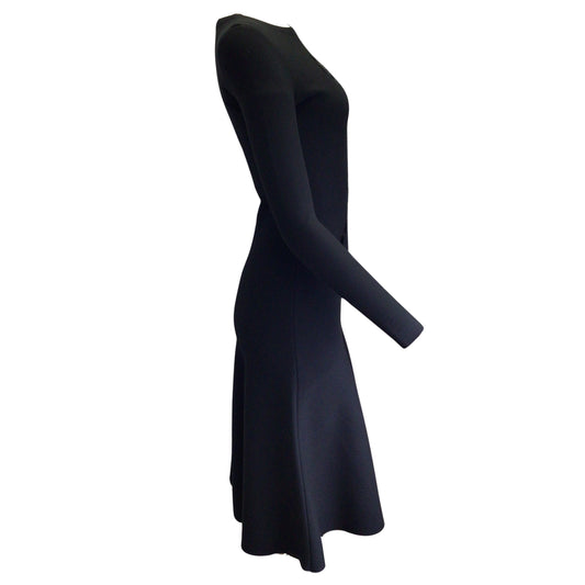 Oscar de la Renta Black 2021 Sequined Laser-Cut Knit Bow Dress