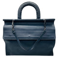 Load image into Gallery viewer, Bottega Veneta Navy Blue Intrecciato Woven Leather Top Handle Leather Briefcase with Removable Strap
