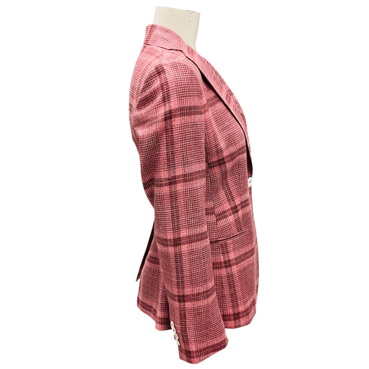 Kiton Pink / Burgundy Two Button Plaid Blazer