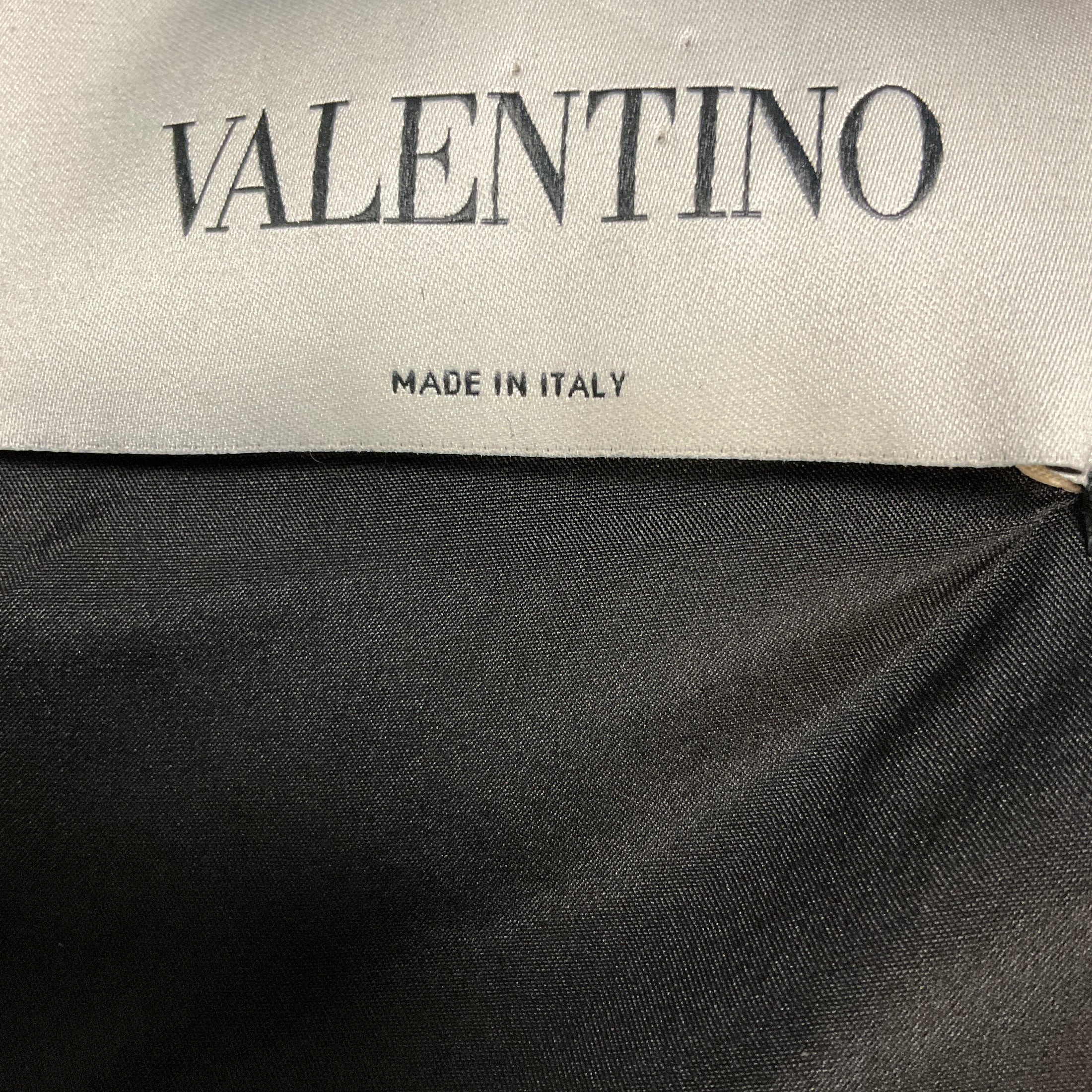 Valentino Black Long Sleeved Crepe Mini Dress with Bow Detailed Ivory Cuffs