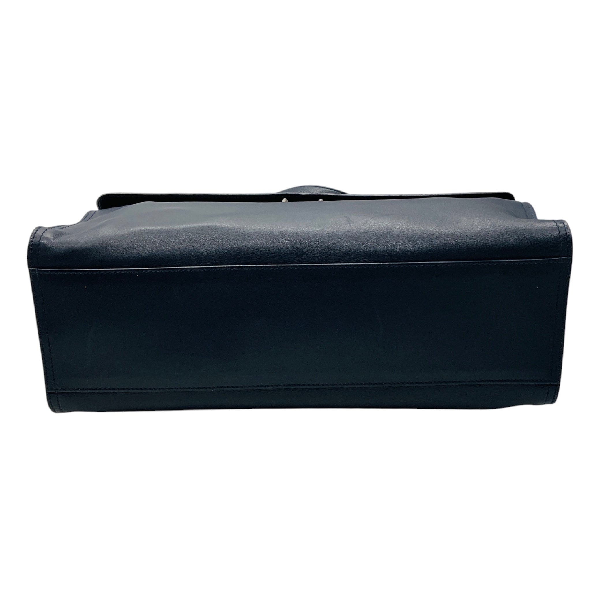 Bottega Veneta Navy Blue Intrecciato Woven Leather Top Handle Leather Briefcase with Removable Strap