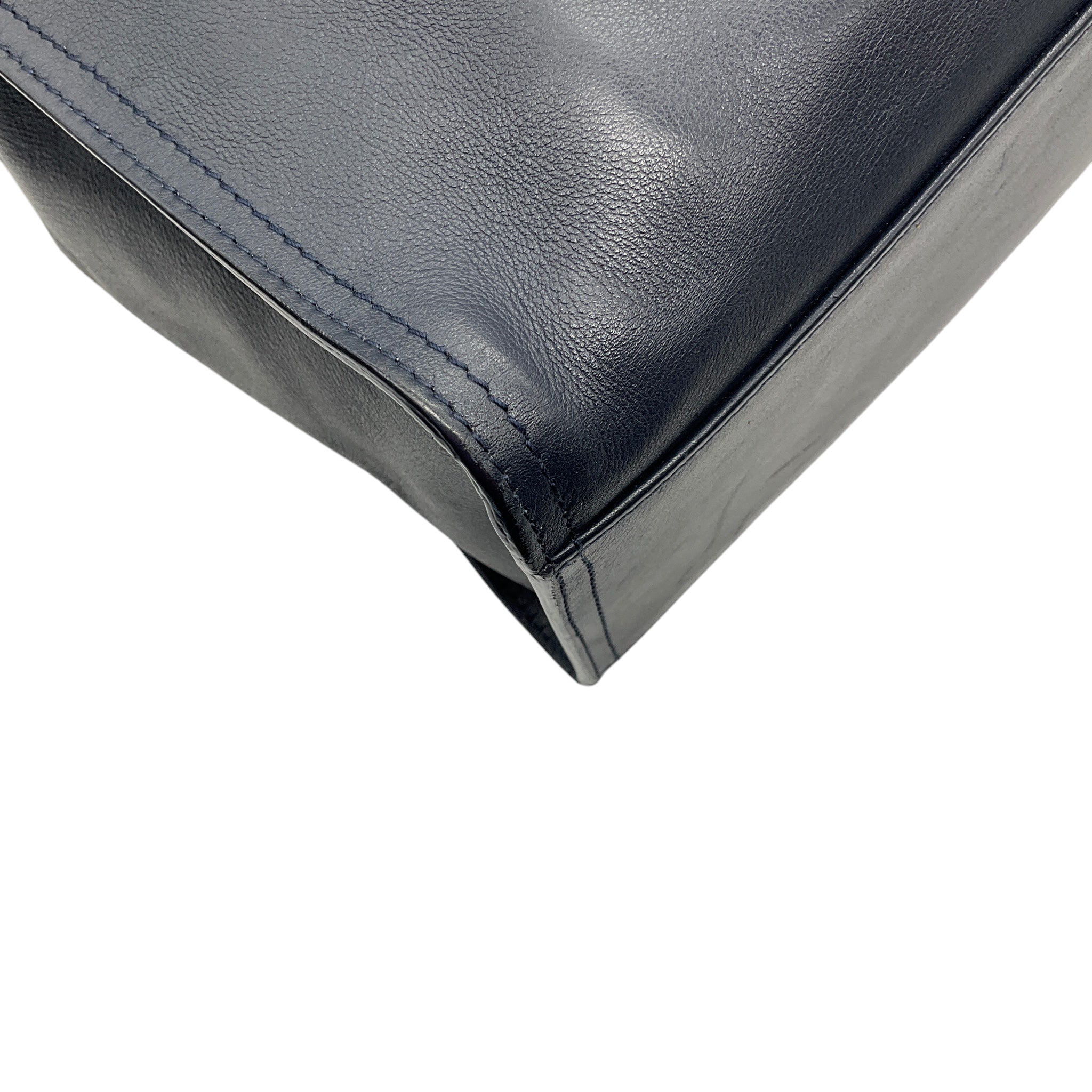Bottega Veneta Navy Blue Intrecciato Woven Leather Top Handle Leather Briefcase with Removable Strap