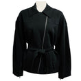 Load image into Gallery viewer, Malej Black Arouca Zip Front Jacket with Belt
