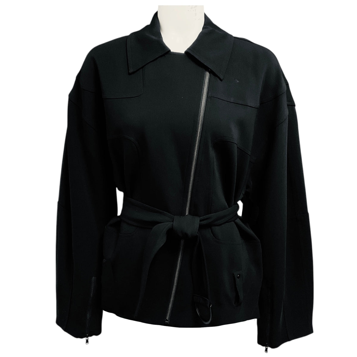Malej Black Arouca Zip Front Jacket with Belt