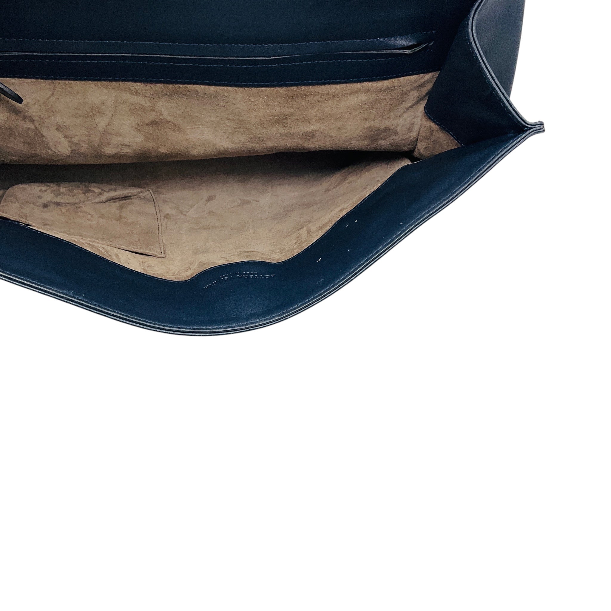 Bottega Veneta Navy Blue Intrecciato Woven Leather Top Handle Leather Briefcase with Removable Strap