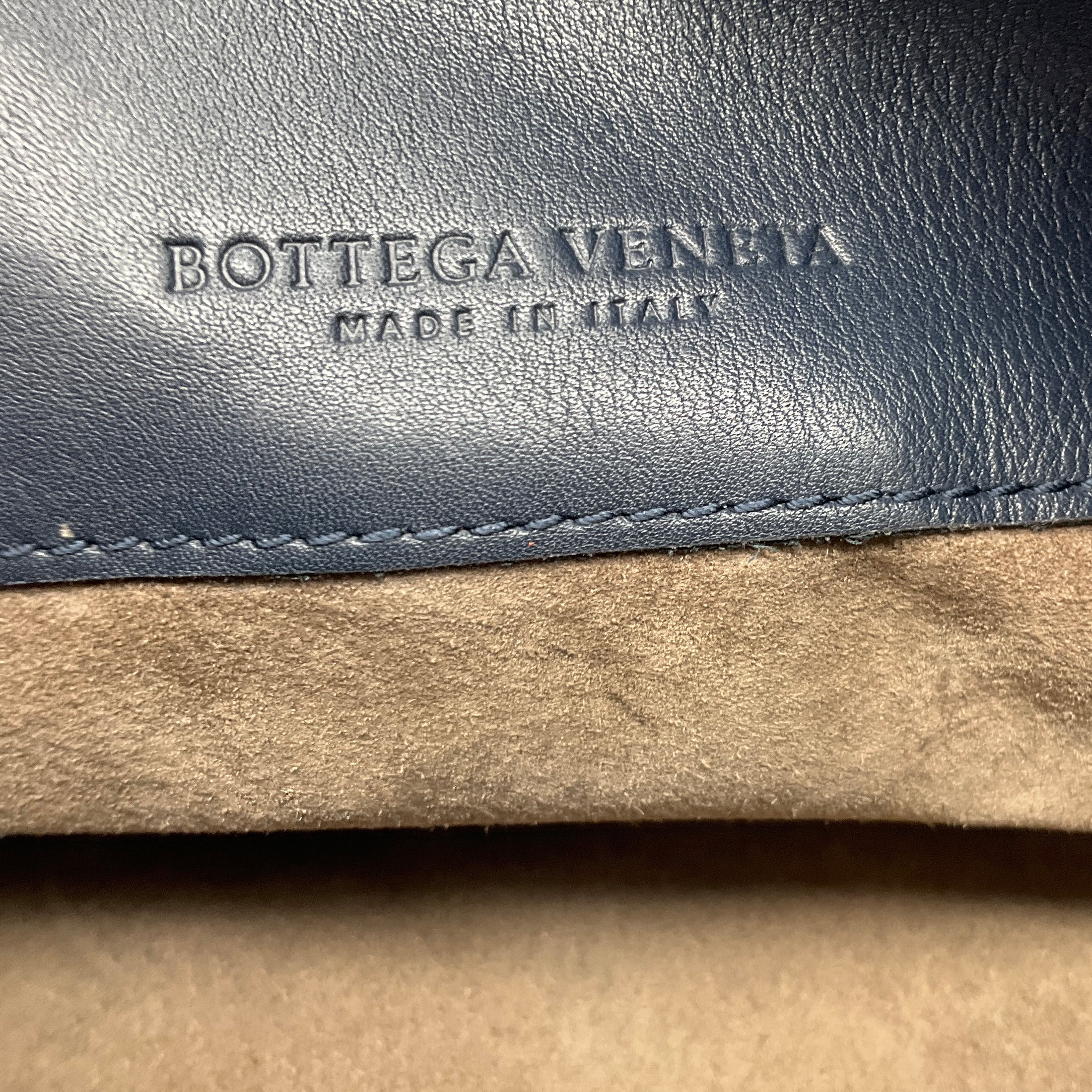 Bottega Veneta Navy Blue Intrecciato Woven Leather Top Handle Leather Briefcase with Removable Strap