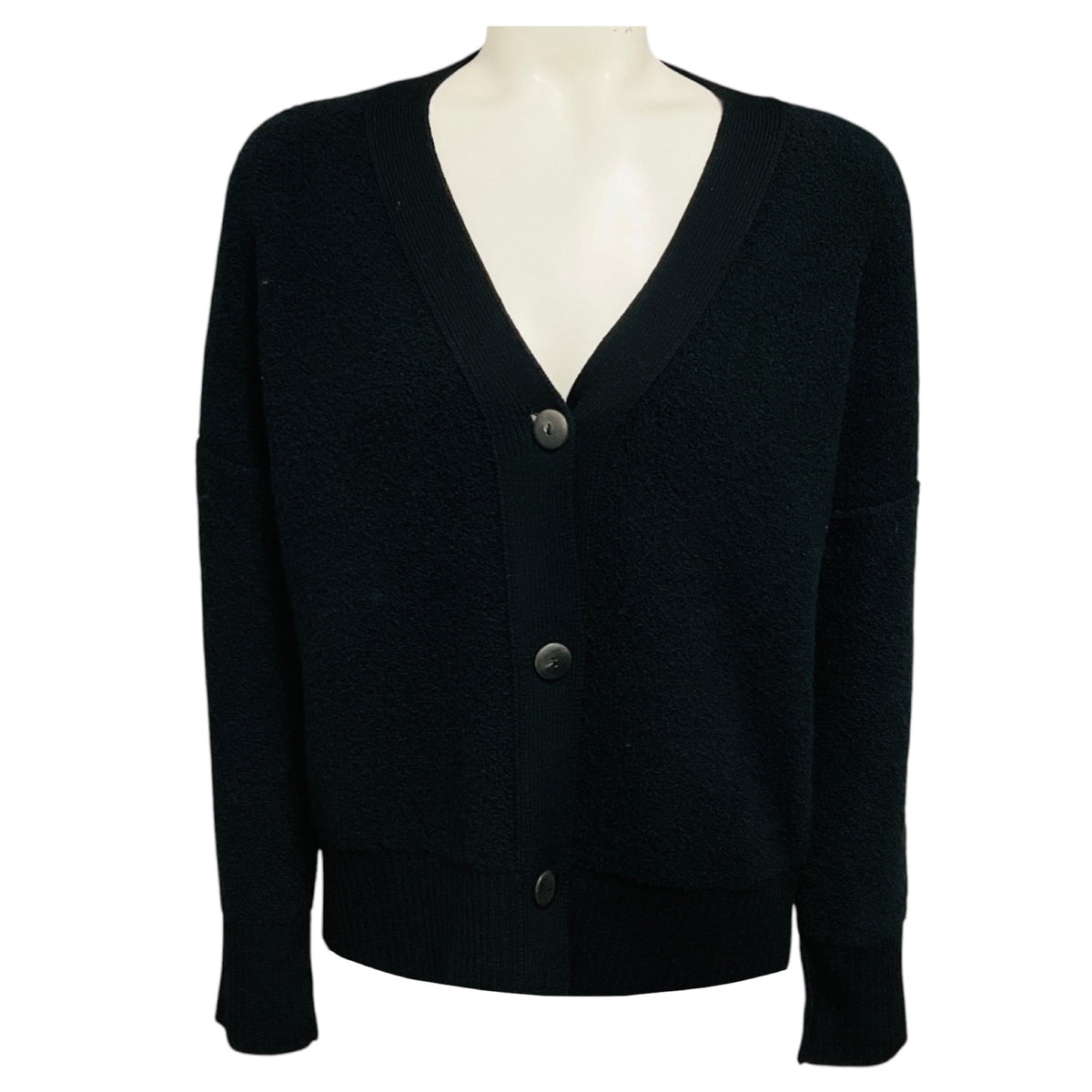 Akris Punto Black Boucle Wool Knit Cardigan Sweater
