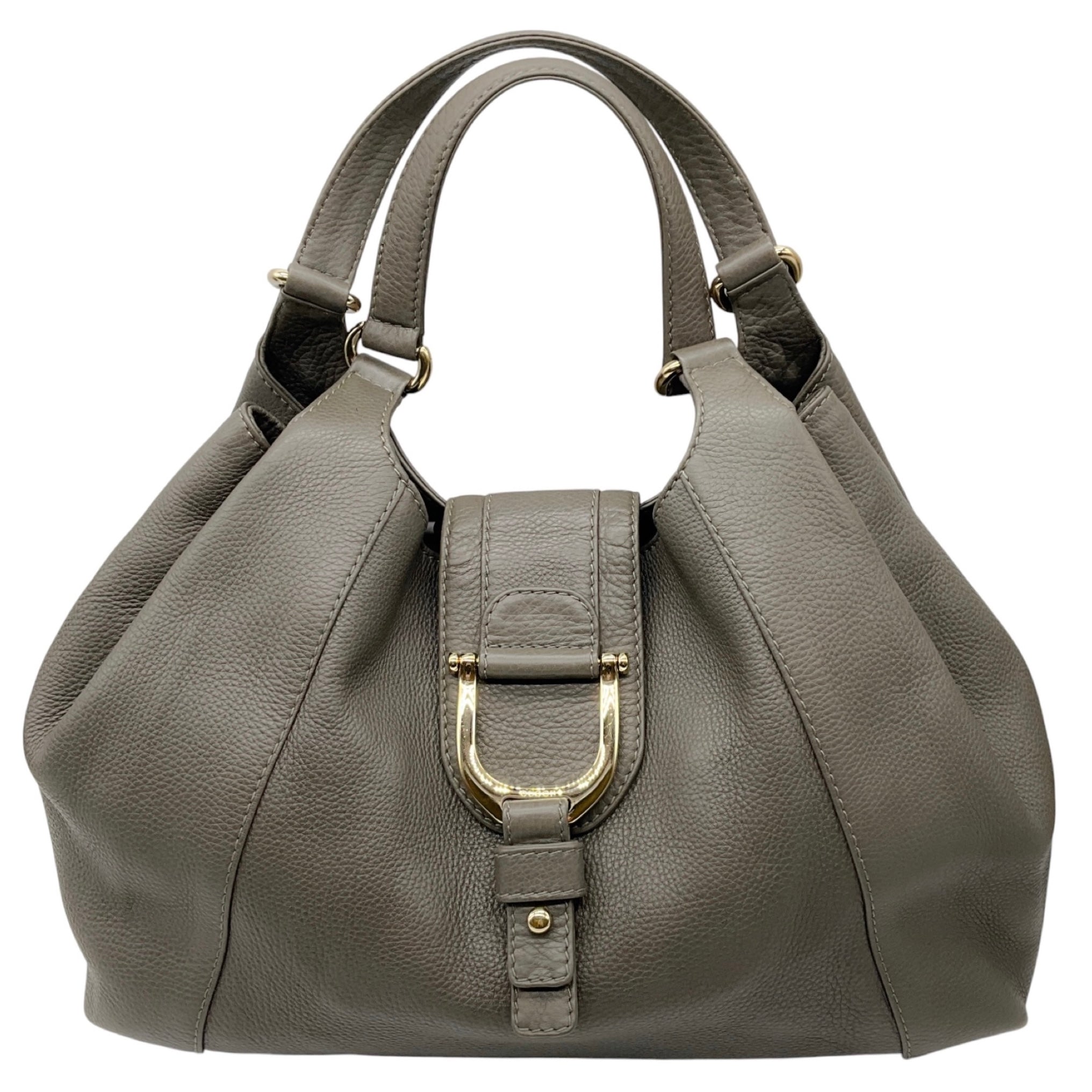 Gucci Taupe Grey Grained Leather Hobo Shoulder Bag